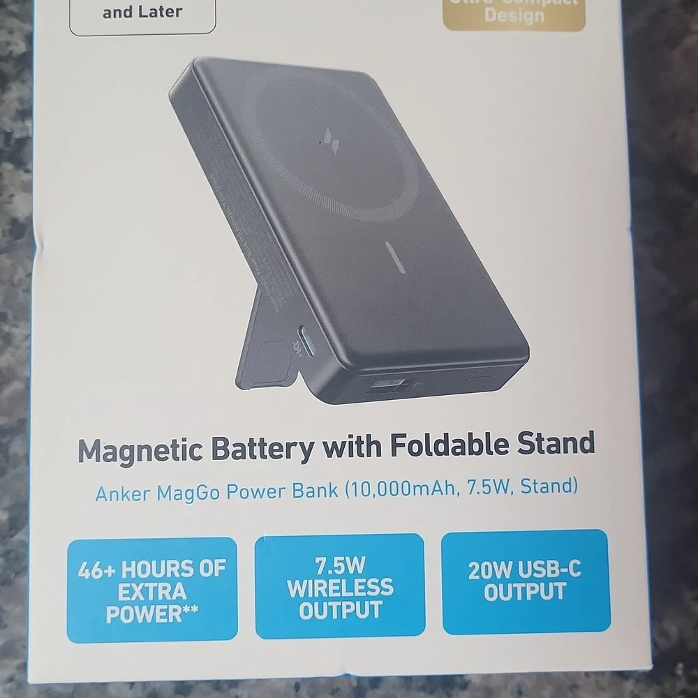 ANKER Magnetic Battery with Foldable Stand for IPhone 12 and later new 46+ hours
